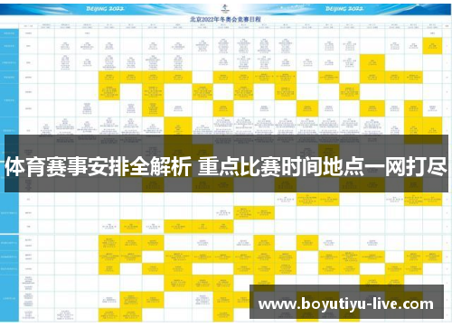 体育赛事安排全解析 重点比赛时间地点一网打尽